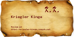 Kriegler Kinga névjegykártya